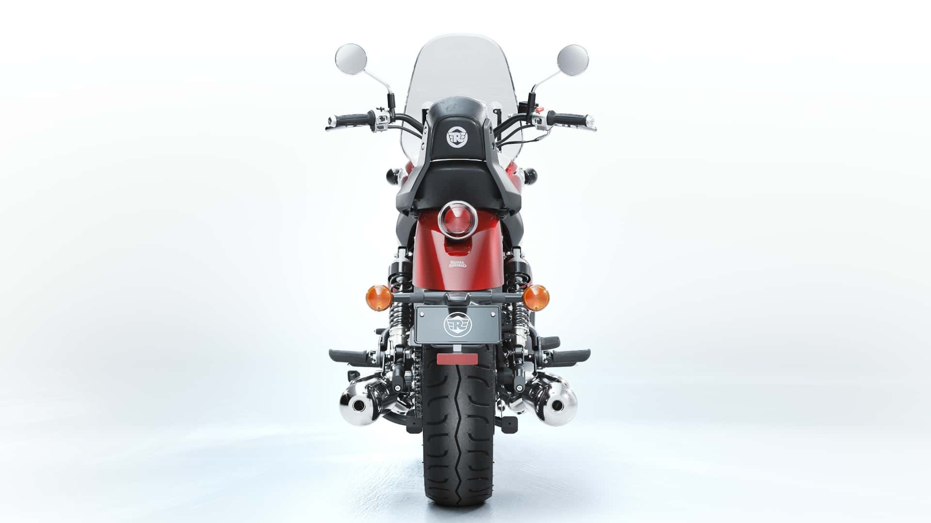 2023 royal enfield super meteor 650 celestial red rear view