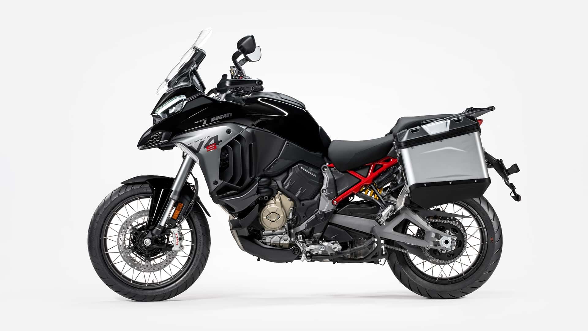 2025 ducati multistrada v4 studio left side with panniers