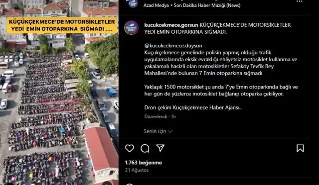 Küçükçekmece'de Motosikletler Yedi Emin Otoparkına Sığmadı