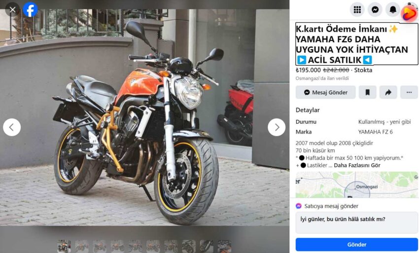 YAMAHA FZ6 ACİL SATILIK