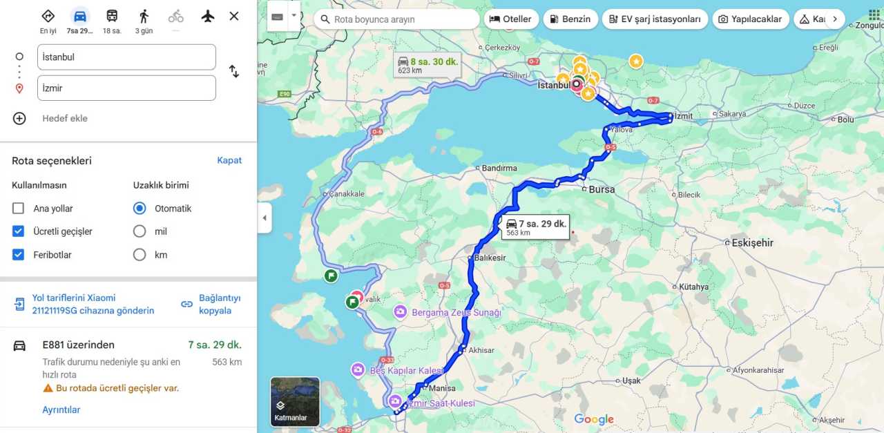 İstanbul'dan İzmir'e Parasız Yoldan Kaç Lira Tutar